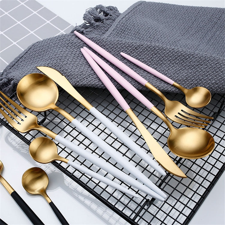 Vintage Stainless Steel Gold Cutlery Set
